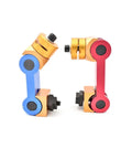 Heavy Duty Tough Universal Mill Machine Work Stop Locator With Snappy Height And Angle Tweaks Rock Solid Lathe Positioner Tool For Serious Pro Shop Grind in blue and red color.