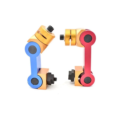 Heavy Duty Tough Universal Mill Machine Work Stop Locator With Snappy Height And Angle Tweaks Rock Solid Lathe Positioner Tool For Serious Pro Shop Grind in blue and red color.