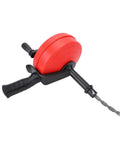 Heavy Duty Drain Auger With 10m Coil Spring And Twin Modes For Knocking Out Stubborn Clogs With No Sweat While Serving Up Hardcore Durability From Tough Manganese Steel For Bathroom And Kitchen Pipeline Tasks, showing a red coil and black handle.