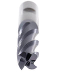 Accusize 1/2 in roughing end mill, 4-flute, M42 cobalt TiAlN-coated, tip view