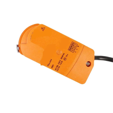 Reliable Rotary Actuator For Ventilation Valves With AC100 To 240 Volt Power, orange housing, compact design for HVAC duct control.