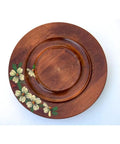 12 Inch Hand Painted Lazy Susan Wood Serving Tray Rotating Centerpiece with floral design