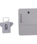 Kick Back And Relax Knowing This Heavy Duty Electronic Cabinet Lock Kit Keeps Your Drawers Locked Tight With Easy Peasy Keypad And Remote Access Plus Crisp Audio Chimes For Rock Solid Kid Safe Storage You Can Trust - gray electronic lock kit displayed with mounting piece.