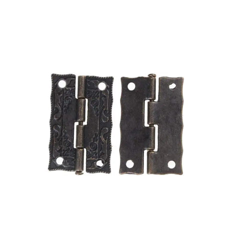 Antique Bronze Decorative Hinges For Small Cabinets And Drawers 2-Piece Wood Box Hinge Set Brass Cabinet Door Butt Hinges Vintage Style Hardware