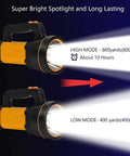 Ultra Bright Handheld Spotlight Flashlight With Lantern Mode Rechargeable Long Range Beam 800 Yard Reach light modes