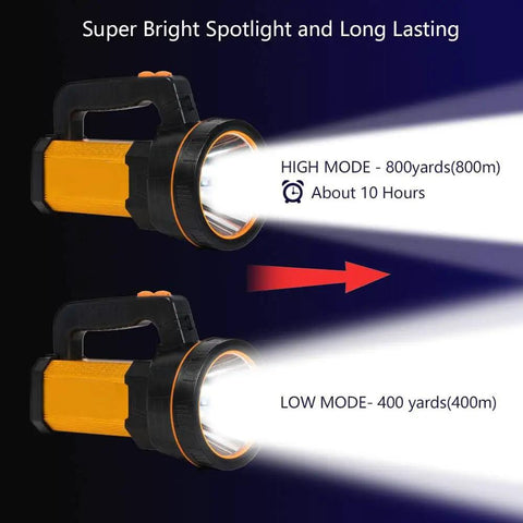 Ultra Bright Handheld Spotlight Flashlight With Lantern Mode Rechargeable Long Range Beam 800 Yard Reach light modes