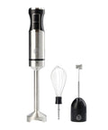 Pro Grade Handheld Immersion Blender With Whisk And Milk Frother Attachments 400W 3 In 1 Stick Blender For Baby Food Soups Purees Coffee Cappuccino Latte And More, including three stainless steel attachments.
