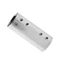 Angled view of stainless steel marine pipe fitting connector, straight coupling for 25mm (1") tubes