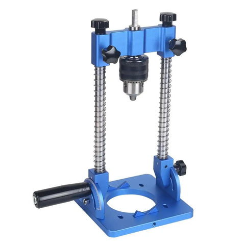 Knockout Accuracy Portable Drill Guide And Angle Drill Jig for Perfectly Straight Holes with springs and adjustable height.
