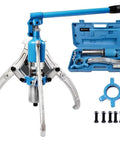 Heavy Duty Hydraulic Three Jaw Gear Puller Kit With 15 Ton Capacity Wheel Bearing Separator, blue tool with storage box