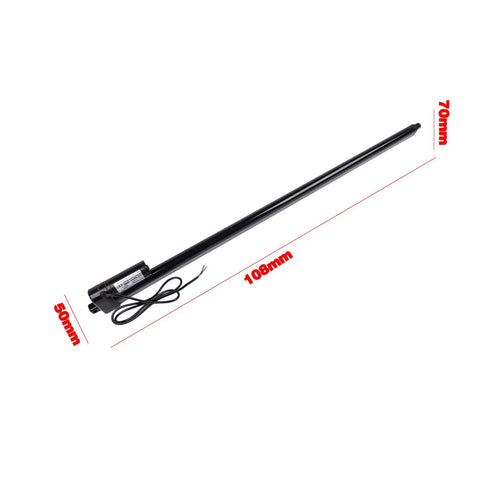 Heavy Duty 36 Inch 12 Volt Linear Actuator Built Tough At 440 Lbs Pull Force Includes Pre Drilled Mounting Brackets IP65 waterproof electric lift motor with measurements.