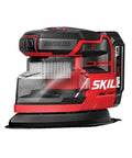 12V Brushless Detail Sander Kit With 12,000 OPM, Compact Power for overhead and tight spots, shown with transparent dust box