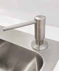 Built In Brushed Nickel Soap Dispenser For Kitchen Sink With 17 Oz PET Bottle And Brass Pump Head Deck Mounted Dish Soap
