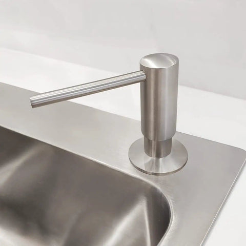 Built In Brushed Nickel Soap Dispenser For Kitchen Sink With 17 Oz PET Bottle And Brass Pump Head Deck Mounted Dish Soap