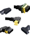 Real Deal Ecu Connector Set With Oem Grade Waterproof Housing And Durable Wire Harness Plugs, showcasing 16-pin plugs from various angles.