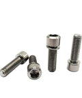 Rugged Aerospace Grade Titanium Bike Bolts M6X19mm Allen Hex Socket Set Of 10 Includes Washers showing four bolts with different lengths.