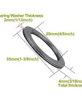 Diagram of Six Sets AXK2035 Thrust Needle Roller Bearings With Washers For Heavy Duty Precision showing dimensions and thickness in inches.