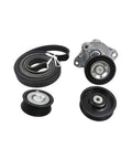 High Grade Aluminum Belt Tensioner Pulley Kit Upgrade For M272 M273 Engine C350 E350 E550 Models Fresh Fit Under Hood Replace Worn Drive Belts Mercedes 4 Piece Set black belt kit