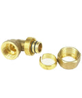 Top Tier Brass Elbow Pipe Fitting Kit for Pex Al Pex Tubing, showing 90-degree elbow and connectors for plumbing systems.