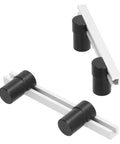 Rock Solid 20mm Aluminum Alloy Bench Dogs Fixing Tools For Heavy Duty Woodworking Workbenches Built Like A Tank With Anodized Finish 4 Piece Shop Ready Set For Custom Cabinet Making And Fine Carpentry, showing compact bench dogs with black and silver components.