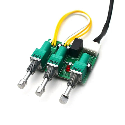 3 Band Guitar Piezo Pickup Preamp System Kit for Acoustic and Classical Guitars with 6.35mm Output Built In Equalizer Easy Install Replacement For Piezo Pickups Dope Tone with green circuit board and yellow wires