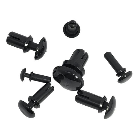 100 Piece Heavy Duty Nylon Expansion Rivets For Pcb Fixing And Blind Rivet Jobs featuring black plastic fasteners for electronics.