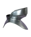 Heavy Duty 18 Gauge Steel Neck Armor Set For LARP And Cosplay, Full Gorget And Bevor That Looks Legit, side view of gorget