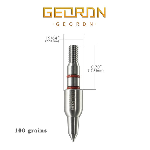 Beefy 100 125 150 175 200 Grain Stainless Steel Field Points Set For Archery 12 Pcs 19/64 Inch OD Fits 0.244 Inch ID Shafts 8-32