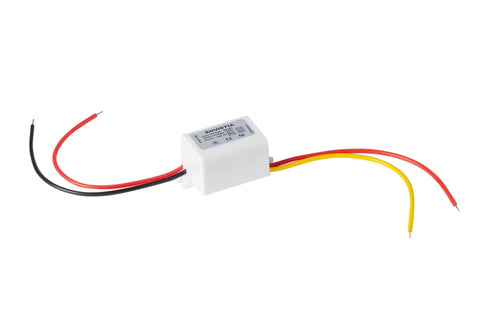 Miniature 12V To 5V Buck Converter Module, 3A 15W Waterproof DC To DC Power Supply with wires, for DIY electronics.