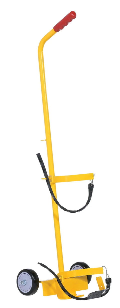 Front view of FEC-1 Steel Fire Extinguisher Carrier With 100 Lb Capacity Yellow, welded steel, rubber grip, adjustable EPDM straps
