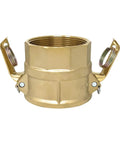 Brass Type D Camlock Fitting 3 Inch Female Camlock To 3 Inch Female NPT Hose Connector With Buna N Seal And Stainless Cam Arms Heavy Duty Cam And Groove Quick Connect For Industrial Fluid Handling 125 PSI Max front view