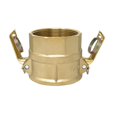 Brass Type D Camlock Fitting 3 Inch Female Camlock To 3 Inch Female NPT Hose Connector With Buna N Seal And Stainless Cam Arms Heavy Duty Cam And Groove Quick Connect For Industrial Fluid Handling 125 PSI Max front view
