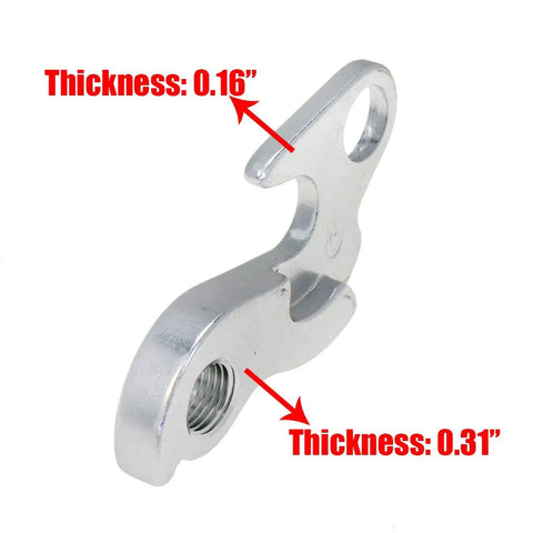 Two Pack Bike Derailleur Hanger With Bolts For Cyclocross, Mountain, And Road Bikes, Universal Frame Tail Hook, side view with measurements