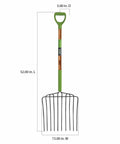 10-Tine Welded Steel Ensilage Fork With Hardwood Handle And D-Grip For Manure Mulch And Loose Material, 52-Inch Length
