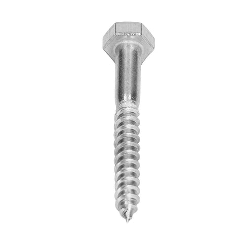 Front view of Premium 304 Stainless Steel Half Thread Hex Lag Screws Self Tapping For Wood Carpentry And Outdoor Roof Components Built To Last