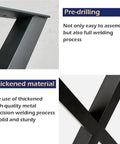 Rock Solid Heavy Duty 28 Inch Metal Dining Table Legs Set Of 4 With Adjustable Feet And X Frame showing pre-drilled plates