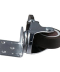 Beefy Side Mount Caster Wheels With Brake Set Of 4 1.25 Inch L-Shape TPR Plate, close-up of single caster showing steel plate