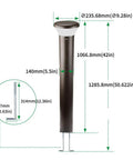 Heavy Duty Led Bollard Light 42 Inch Outdoor Pathway Fixture With Adjustable Watts And Tunable Temps measurements and details view