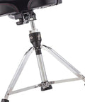 Close-up of the height adjustment mechanism and sturdy leg base of the Super Smooth Height Adjustable Drum Throne in matte black.