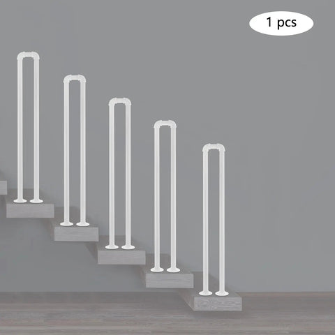 Built Tough U Shaped Stair Handrail With Heavy Duty Metal Wall Mount Rail For Steps And Balcony Offering A Killer Grip And Smooth White Finish For Instant Industrial Vibes At Home on wooden stairs.