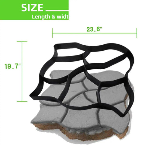 Oversized Reusable Concrete Path Molds For DIY Garden Walkways And Pavers, size 23.6x19.7 inches, shown with stone pattern.