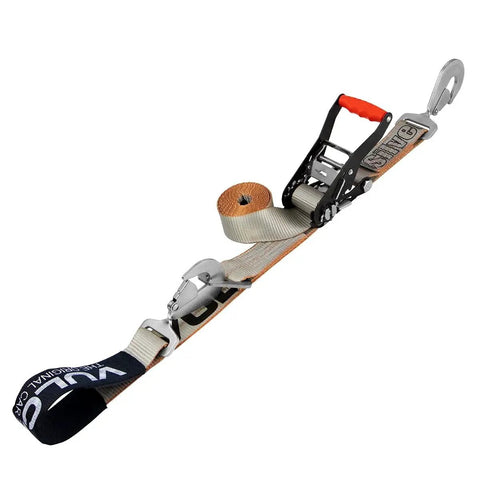 Axle Tie Down Strap Kit With Ratchet And Snap Hooks 2 Inch By 114 Inch Silver Series 4 Pack 3300 Pound Safe Working Load Cordura Wear Pad