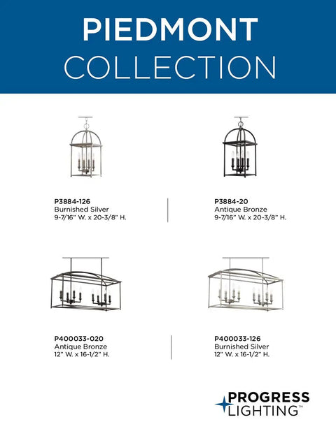Image showing Piedmont Collection Eight Light Farmhouse Chandelier in Antique Bronze with Open Cage Frame