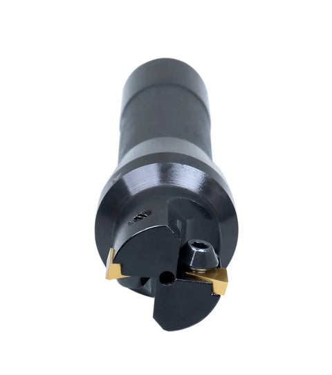 1 Inch Carbide Indexable End Mill With R8 Shank, 2 Flute, Positive Rake, 90 Degree Right Hand Cut, Includes TPG22 Inserts, Compatible With TPG221 And TPG222 Inserts For Metalworking Milling