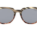 Unisex Dope Meteor Square Sunglasses Model RB2168 With Grey Gradient Brown Stripe And Blue Mirrored Gold Lenses 50 mm Frame Front View
