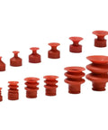Industrial Pneumatic Vacuum Suction Cup For Manipulators, VAPH 15 20 30 40C Air Nozzle Accessory in red rubber, various sizes for reliable handling.