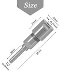Router Collet Extension Chuck Adapter for One Quarter Inch Shank Bits with dimensions and sleek metal design