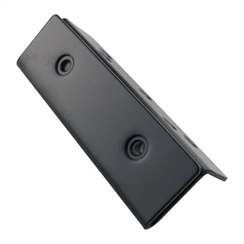 Tough As Nails Double Hook Slot Bracket For Wooden Bed Frame Reinforcement Hardware Featuring No Sweat Slide Mount, black metal design.