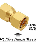 Two Pack Brass 3/8 Inch Flare Female Swivel Unions, Durable Solid Brass Construction, Corrosion Resistant, High Temperature Tolerance, 3/8 Inch Flare Female to 3/8 Inch Flare Female Connectors. 3/8 flare female brass swivel union, 17mm ID