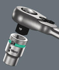 Zyklop Metal Ratchet With Switch Lever, Three Eighths Inch Drive, Ultra Slim Long Handle, Five Degree Return, Secure Socket Lock
